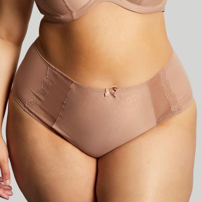 Sculptresse by Panache Esme Deep Brief -alushousut Mocha Animal Alushousut avarilla jalanteillä ja braziliantyylisellä leikkauksella. M/38 - 5XL/50 10924-MOA
