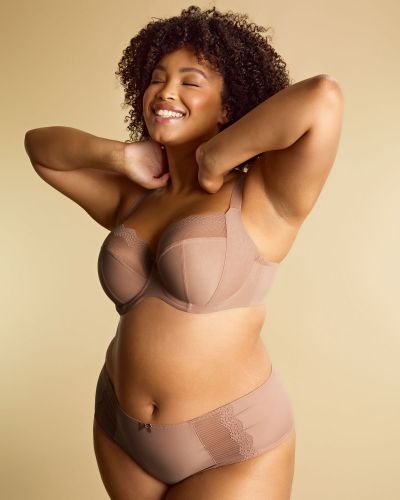 Sculptresse by Panache Esme Deep Brief -alushousut Mocha Animal Alushousut avarilla jalanteillä ja braziliantyylisellä leikkauksella. M/38 - 5XL/50 10924-MOA