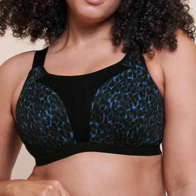 Curvy Kate Every Move UW -urheiluliivit - Black & Blue Animal Print Kaarituettu, toppaamaton korkean tukitason urheiluliivi. 65-95, G-O CK-043113-BBP