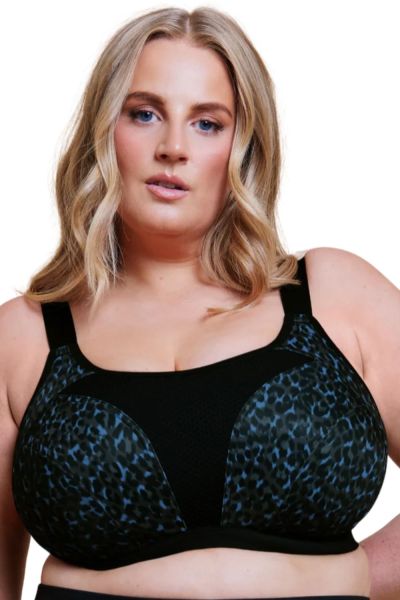 Curvy Kate Every Move UW -urheiluliivit - Black & Blue Animal Print Kaarituettu, toppaamaton korkean tukitason urheiluliivi. 65-95, G-O CK-043113-BBP