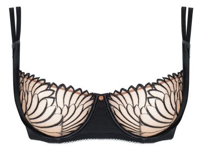 Scantilly by Curvy Kate Fallen Angel Balcony -rintaliivit musta Kaarituettu, toppaamaton matala balconetteliivi 65-85, E-L ST-012-100-BLK