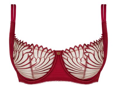 Scantilly by Curvy Kate Fallen Angel Balcony -rintaliivit Garnet Red Kaarituettu, toppaamaton matala balconetteliivi 65-85, E-L ST-012-100-GRD