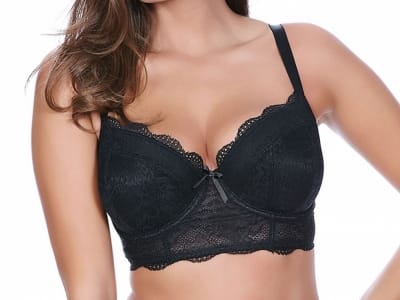 Freya Fancies longline-rintaliivit musta Kaarituettu, topattu longline 60-85, D-K AA1014-BLK