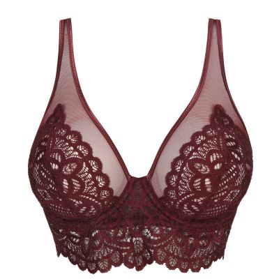 PrimaDonna First Night Plunge Longline -rintaliivit Merlot Kaarituettu ja toppaamaton, syväänuurretty longline-liivi 70-90, D-G 0141886-MRL