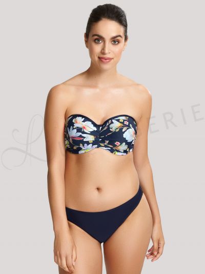 Panache Swimwear Florentine-bandeaubikiniliivit Navy Floral Kaarituetut, olkaimettomat bandeaubikiniliivit 65-85 DD-G SW1053-NAV