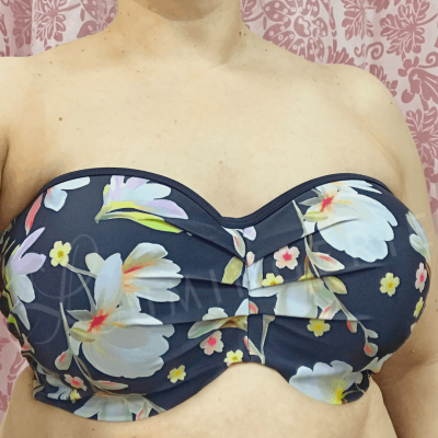 Panache Swimwear Florentine-bandeaubikiniliivit Navy Floral Kaarituetut, olkaimettomat bandeaubikiniliivit 65-85 DD-G SW1053-NAV