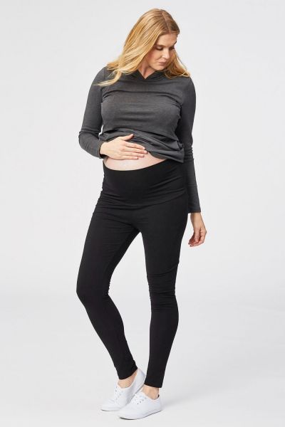 Cake Maternity RTW Cookie Fold Waist Leggings musta Pehmeät ja joustavat puuvillaleggingsit XS-XL R-1P26B-06