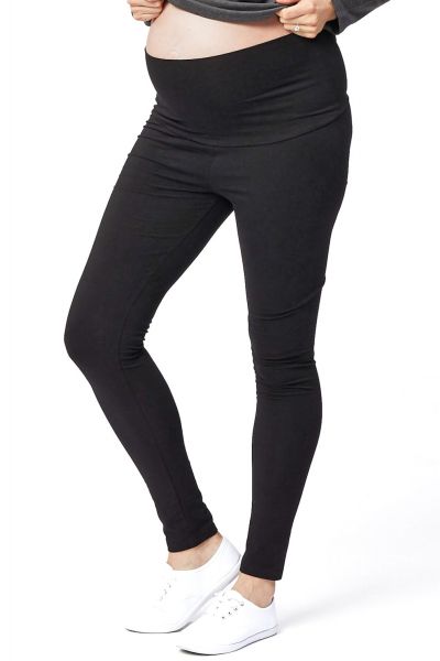 Cake Maternity RTW Cookie Fold Waist Leggings musta Pehmeät ja joustavat puuvillaleggingsit XS-XL R-1P26B-06