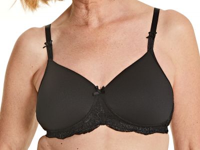 Royce Lingerie Georgia-t-paitaliivit kaarituettomat musta Kaaritueton, lähes täyskuppinen sileä t-paitaliivi proteesitaskuilla 70-95, D-FF 886P-BLK