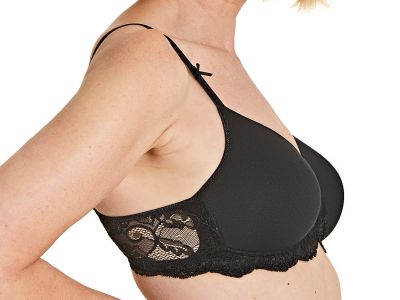 Royce Lingerie Georgia-t-paitaliivit kaarituettomat musta Kaaritueton, lähes täyskuppinen sileä t-paitaliivi proteesitaskuilla 70-95, D-FF 886P-BLK