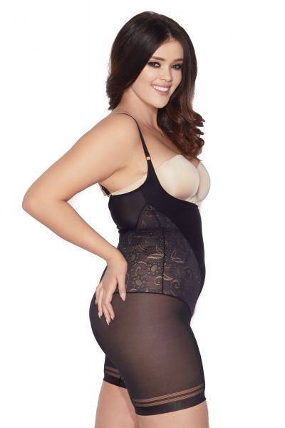 Mitex Glossy Form -lahjebody musta Kevyesti siloittava lahkeellinen ja kupiton alusbody S-5XL GF-B