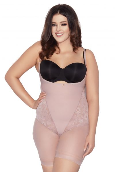 Mitex Glossy Form -lahjebody vaaleanpunainen Kevyesti siloittava lahkeellinen ja kupiton alusbody S-5XL GF-PP