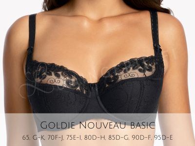 Gaia Lingerie Goldie Nouveau Semi Soft -rintaliivit musta Kaarituettu, puolitopattu 65-105, D-L BS-899-CZ2