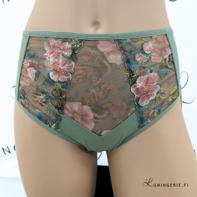Gorsenia Delaila-alushousut Green Floral Alushousut normaalikorkealla vyötäröllä. L/40 - 4XL/48 K940-ZIE