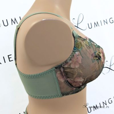 Gorsenia Delaila UW Soft -rintaliivit Green Floral Kaarituettu, toppaamaton kirjailtu meshliivi. 70-100, D-M K939-ZIE