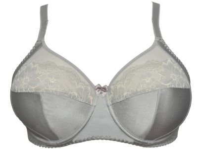 Plaisir Lingerie Grace Soft Full Cup -rintaliivit Silvery Kaarituettu, toppaamaton, joustopitsinen täyskuppiliivi 80-110 D-I 1145-23/SIL