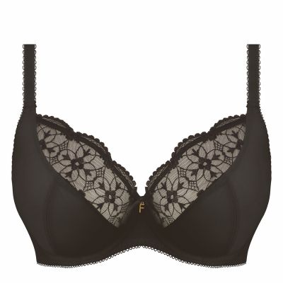 Freya Hallie UW Soft Plunge -rintaliivit Black Kaarituettu, toppaamaton pehmeäkuppinen rintaliivi 60-90, D-O AA402602-BLK