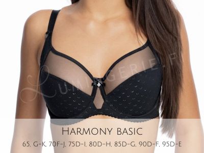 Gaia Lingerie Harmonia Soft -rintaliivit Black Kaarituettu, toppaamaton lähes täyskuppinen malli 65-105, D-L BS-1142-CZA