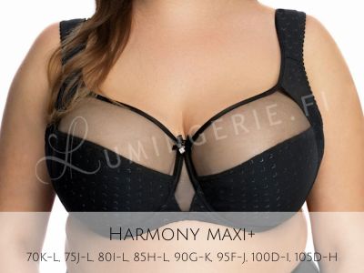 Gaia Lingerie Harmonia Soft -rintaliivit Black Kaarituettu, toppaamaton lähes täyskuppinen malli 65-105, D-L BS-1142-CZA