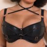 Scantilly by Curvy Kate Harnessed Padded Half Cup -rintaliivit Black Pleather-thumb Kaarituettu, kevyesti topattu, keinonahkainen puolikuppi balconette . 65-85, E-L ST-008105-BLK