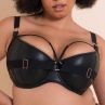 Scantilly by Curvy Kate Harnessed Padded Half Cup -rintaliivit Black Pleather-thumb Kaarituettu, kevyesti topattu, keinonahkainen puolikuppi balconette . 65-85, E-L ST-008105-BLK
