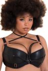 Scantilly by Curvy Kate Harnessed Padded Half Cup -rintaliivit Black Pleather-thumb Kaarituettu, kevyesti topattu, keinonahkainen puolikuppi balconette . 65-85, E-L ST-008105-BLK