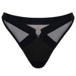 Harnessed Deep Thong -stringit Black Pleather