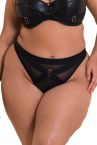 Scantilly by Curvy Kate Harnessed Deep Thong -stringit Black Pleather-thumb  S/36-38 - XL/48-50 ST-008207-BLK