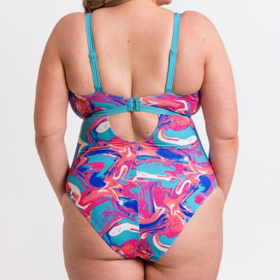 Curvy Kate Ibiza NW Multiway Plunge -kääntöuimapuku Print Mix & Turquoise Kaaritueton ja käännettävä, kuppikokomitoitettu kokouimapuku. 65-90 E/F - M/N CS039607-MIX