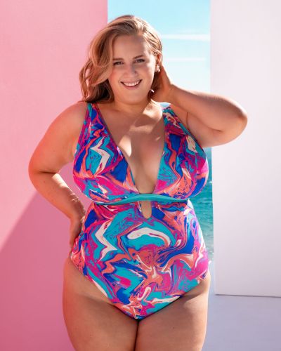 Curvy Kate Ibiza NW Multiway Plunge -kääntöuimapuku Print Mix & Turquoise Kaaritueton ja käännettävä, kuppikokomitoitettu kokouimapuku. 65-90 E/F - M/N CS039607-MIX