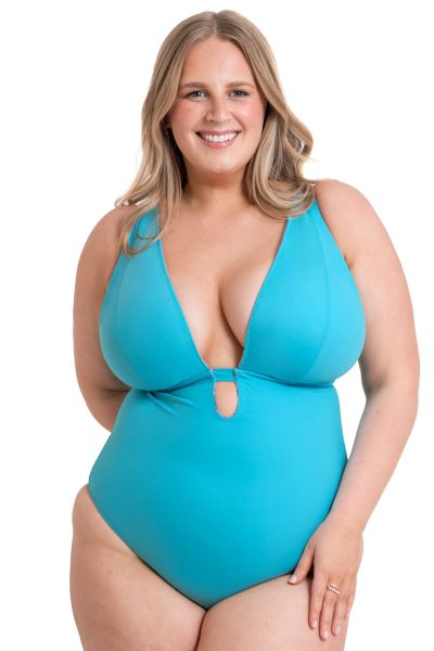 Curvy Kate Ibiza NW Multiway Plunge -kääntöuimapuku Print Mix & Turquoise Kaaritueton ja käännettävä, kuppikokomitoitettu kokouimapuku. 65-90 E/F - M/N CS039607-MIX