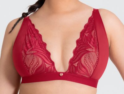 Scantilly by Curvy Kate Indulgence in Lace -bralette Red-Latte Kaaritueton bralette säädettävillä olkaimilla E-L-kuppikolle 36-50 ST-010-110-RED-LAE
