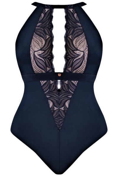 Scantilly by Curvy Kate Indulgence in Lace -pitsibody Black-Latte Kaaritueton body säädettävillä olkaimilla E-L-kuppikolle 36-54 ST-010-704-BLK-LAE