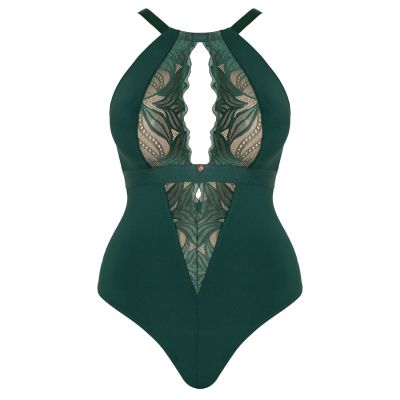 Scantilly by Curvy Kate Indulgence in Lace -pitsibody Emerald Green Kaaritueton body säädettävillä olkaimilla E-L-kuppikolle. S/36-38 - 3XL/56-58 ST-010704-EMD