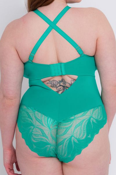 Scantilly by Curvy Kate Indulgence in Lace -pitsibody Jade Kaaritueton body säädettävillä olkaimilla E-L-kuppikolle 36-54 ST-010-704-JADE