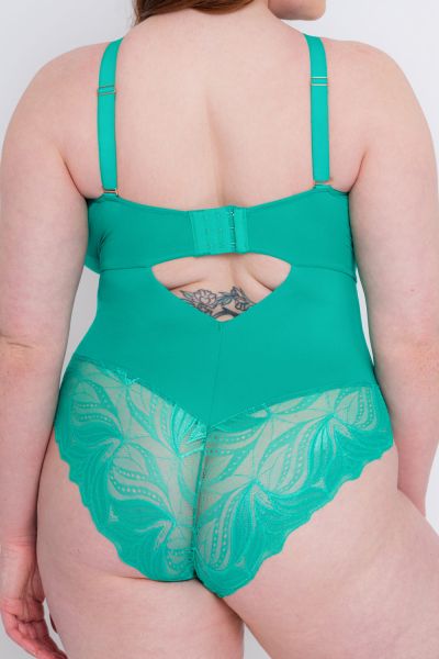 Scantilly by Curvy Kate Indulgence in Lace -pitsibody Jade Kaaritueton body säädettävillä olkaimilla E-L-kuppikolle 36-54 ST-010-704-JADE