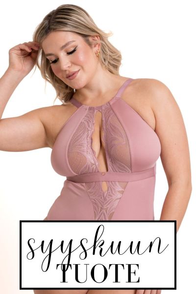 Scantilly by Curvy Kate Indulgence in Lace -pitsibody Dusty Rose Kaaritueton body säädettävillä olkaimilla E-L-kuppikolle S/36-38 - 3XL/56-58 ST-010704-DUR