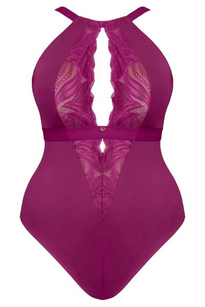 Scantilly by Curvy Kate Indulgence in Lace -pitsibody Orchid-Latte Kaaritueton body säädettävillä olkaimilla E-L-kuppikolle 36-54 ST-010-704-ORC-LAE