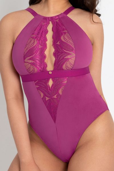 Scantilly by Curvy Kate Indulgence in Lace -pitsibody Orchid-Latte Kaaritueton body säädettävillä olkaimilla E-L-kuppikolle 36-54 ST-010-704-ORC-LAE