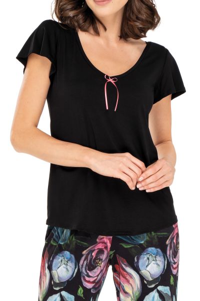  Ingrid-pyjama 2-osainen Black Floral Kaksiosainen pyjamasetti S/34-36 - 2XL/50-52 