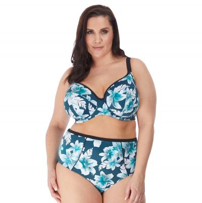 Elomi Island Lily Plunge -bikiniliivit Petrol Floral Kaarituettu balconette/plunge-mallinen bikiniliivi 75-100, E-L ES7222-PEO