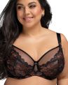 Nessa Iva UW Soft -rintaliivit - Black & Copper-thumb Kaarituettu, toppaamaton liivi kaksikerroksisilla mesh- ja joustopitsikupeilla. 65-100, E-O IVA-N550-B&C