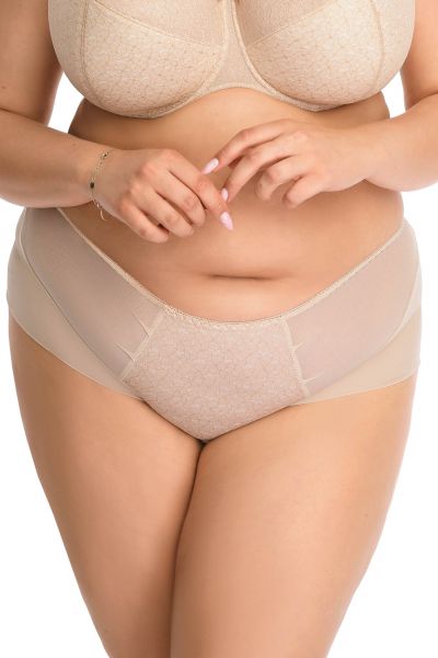 Nessa Ivena Midi Brief -alushousut Beige Meshalushousut, normaalikorkea vyötärö 38-52 NO2-BEZ