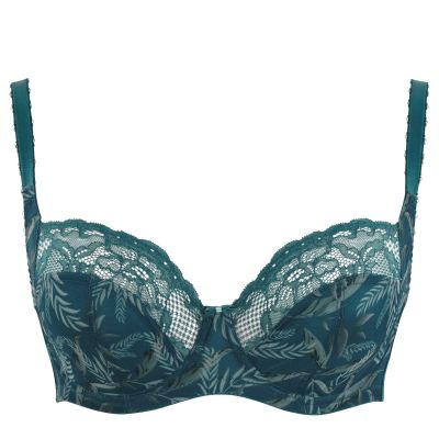 Panache Jasmine Soft Balconnet -rintaliivit Teal Botanical Kaarituettu, toppaamaton balconette 65-85, D-K 6951A-TEA