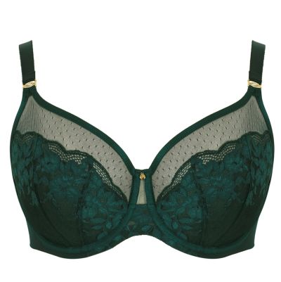Sculptresse by Panache Josephine UW Full Cup -rintaliivit Forest Green Kaarituettu ja toppaamaton, täyskuppinen mesh- ja pitsiliivi. 75-105, E-O 10855A-FOG