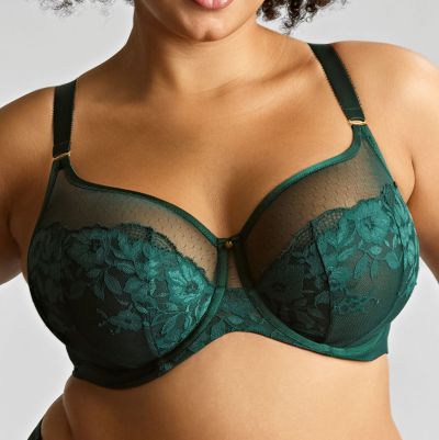 Sculptresse by Panache Josephine UW Full Cup -rintaliivit Forest Green Kaarituettu ja toppaamaton, täyskuppinen mesh- ja pitsiliivi. 75-105, E-O 10855A-FOG