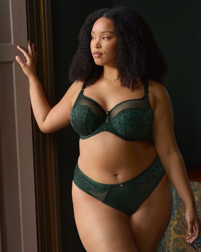Sculptresse by Panache Josephine High Leg Brief -alushousut Forest Green Korkeavyötäröiset alushousut avarilla jalanteillä. L/40 - 5XL/50 10852A-FOG