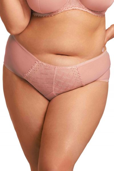 Nessa Joy Midi Brief -alushousut Rosy Pink Meshhousut pitsikoristeilla, normaalikorkea vyötärö. 40-52 NO2-ROY