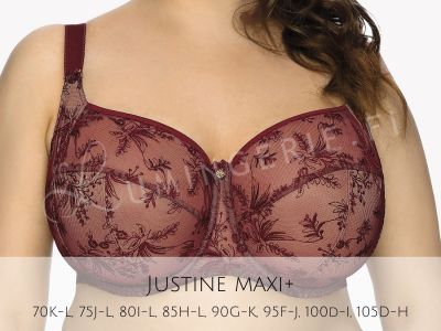 Gaia Lingerie Jasmine/Justine Soft -rintaliivit Burgundy Kaarituettu, toppaamaton lähes täyskuppinen malli 70-105, D-L BS-1035/1031-BUR