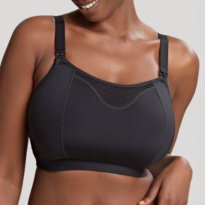 Panache Katherine Soft Crop Top -imetysliivit Black Kaaritueton toppimainen imetysliivi avattavilla kupeilla 60-90, D-M 10391-BLK
